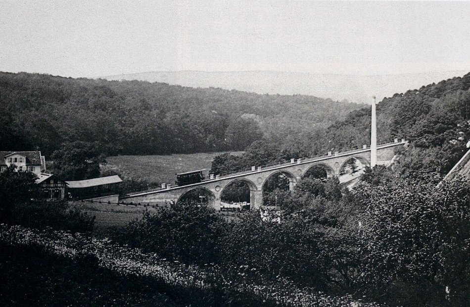 Historisches Bild der Nerobergbahn: Die Strecke der Nerobergbahn